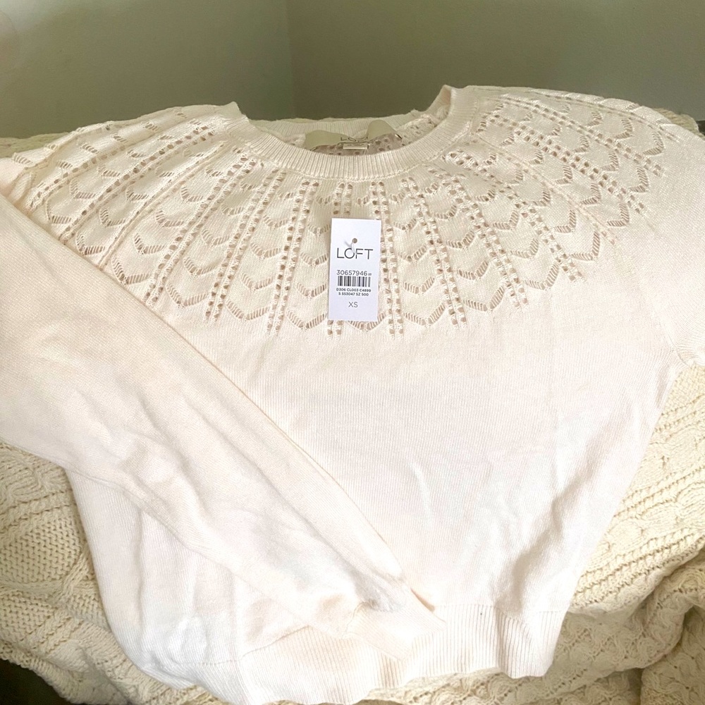 Cream pointelle sweater